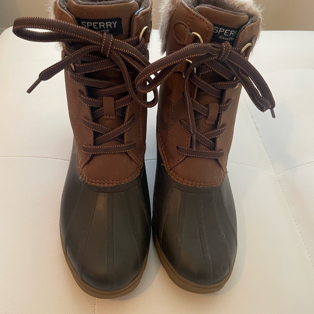 Sperry Tan and Brown Duck Boots